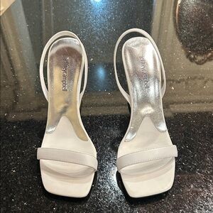 Jeffrey Campbell Metallic Silver and White Heels